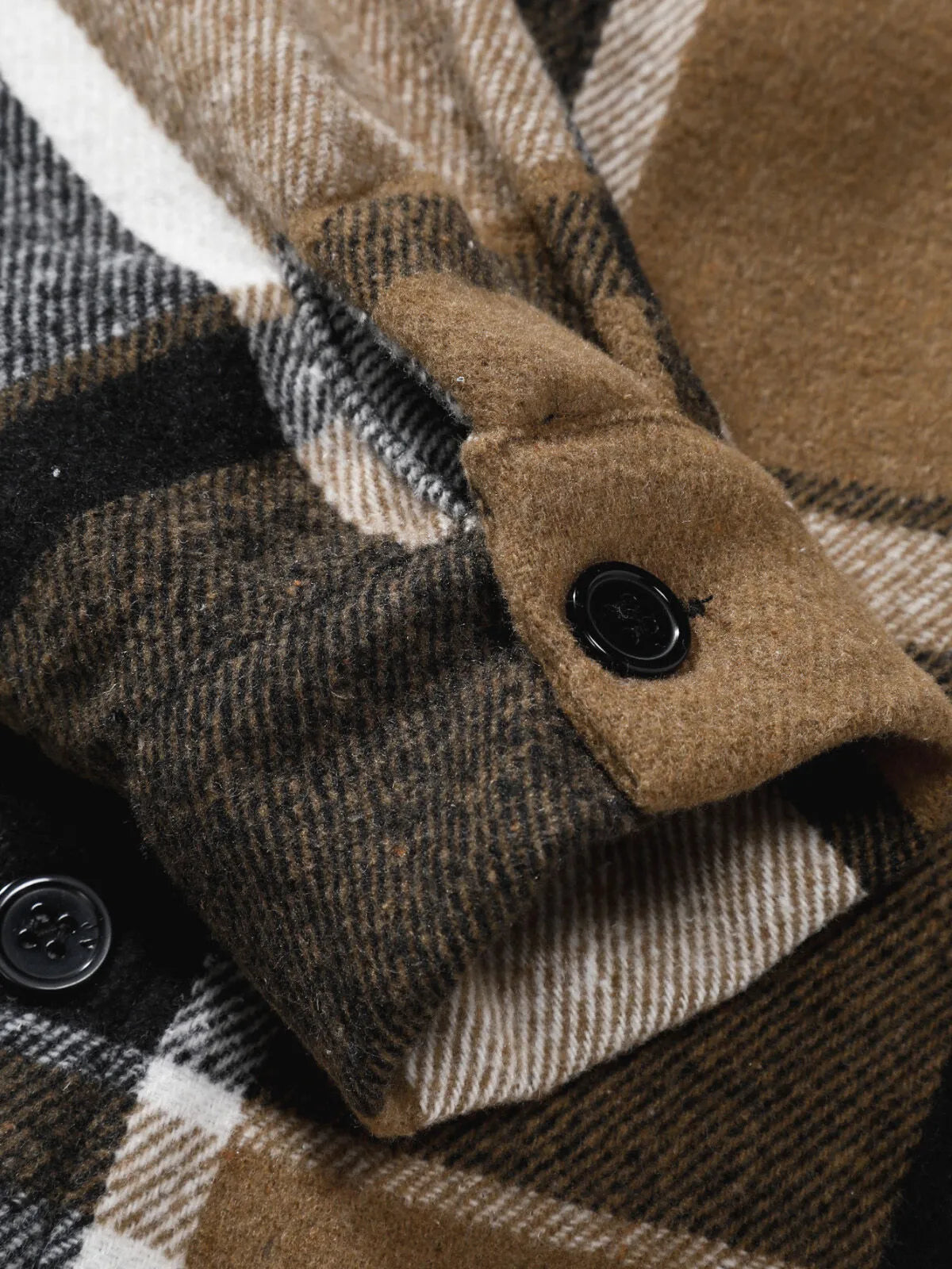 Men Classic Autumn Winter Gingham Plaid Lapel Woolen Cloth Jacket Coat