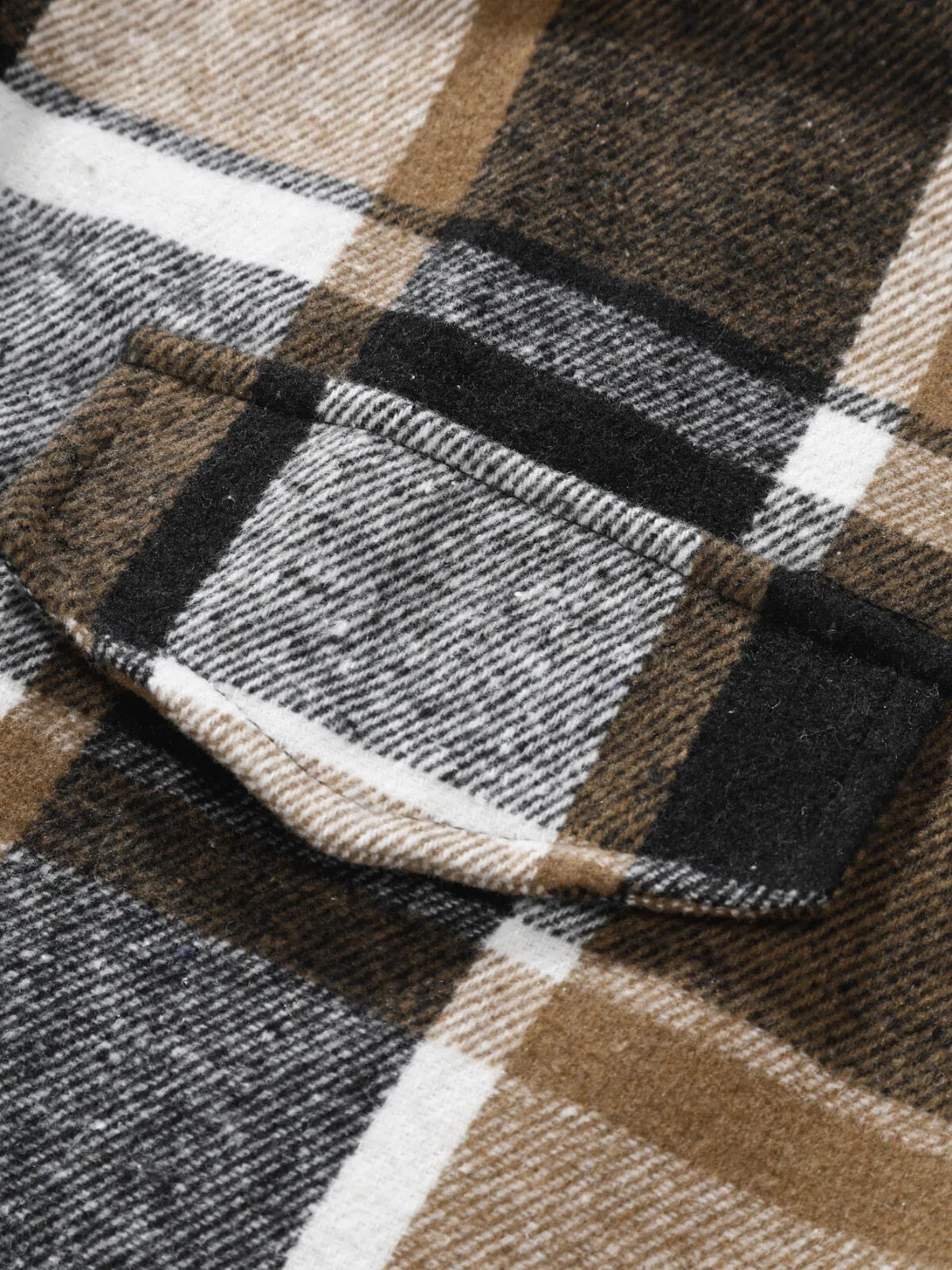 Men Classic Autumn Winter Gingham Plaid Lapel Woolen Cloth Jacket Coat