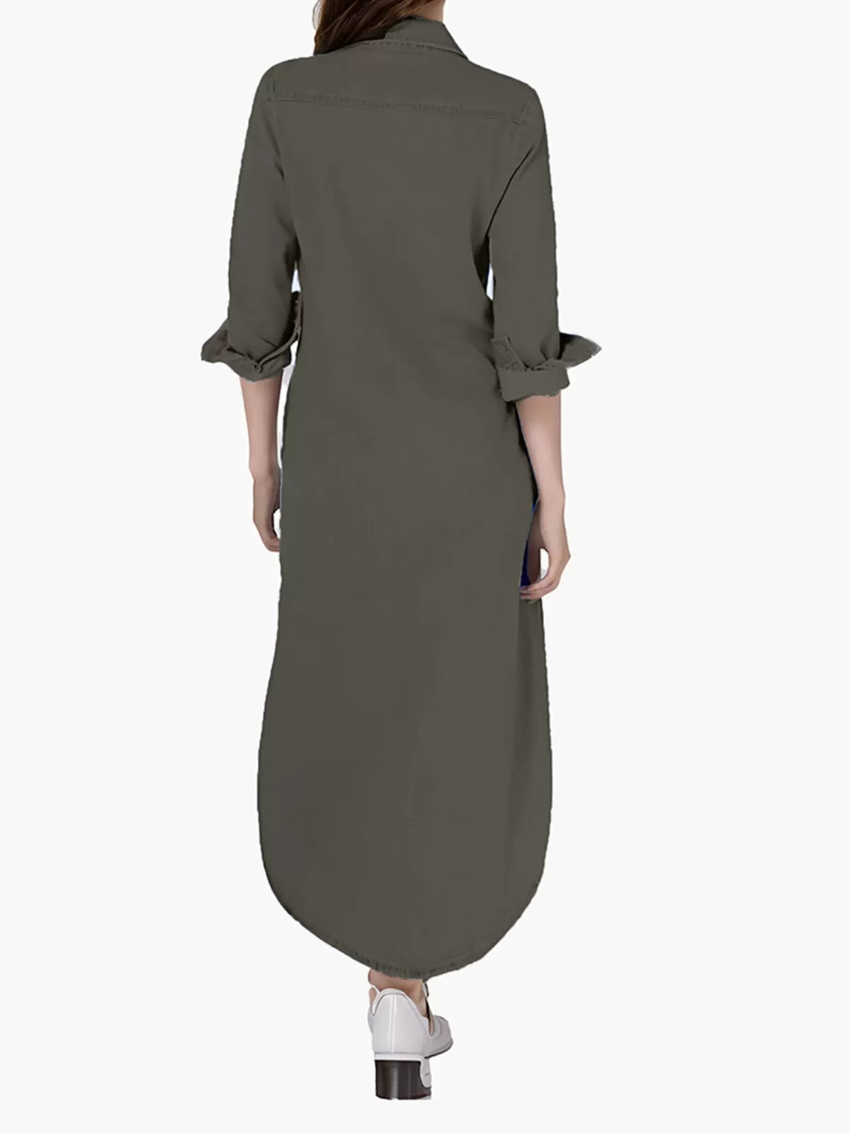 Lapel Shirt Long Sleeve A-line Dress