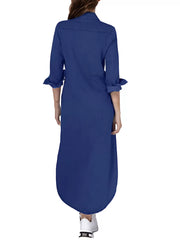 Lapel Shirt Long Sleeve A-line Dress