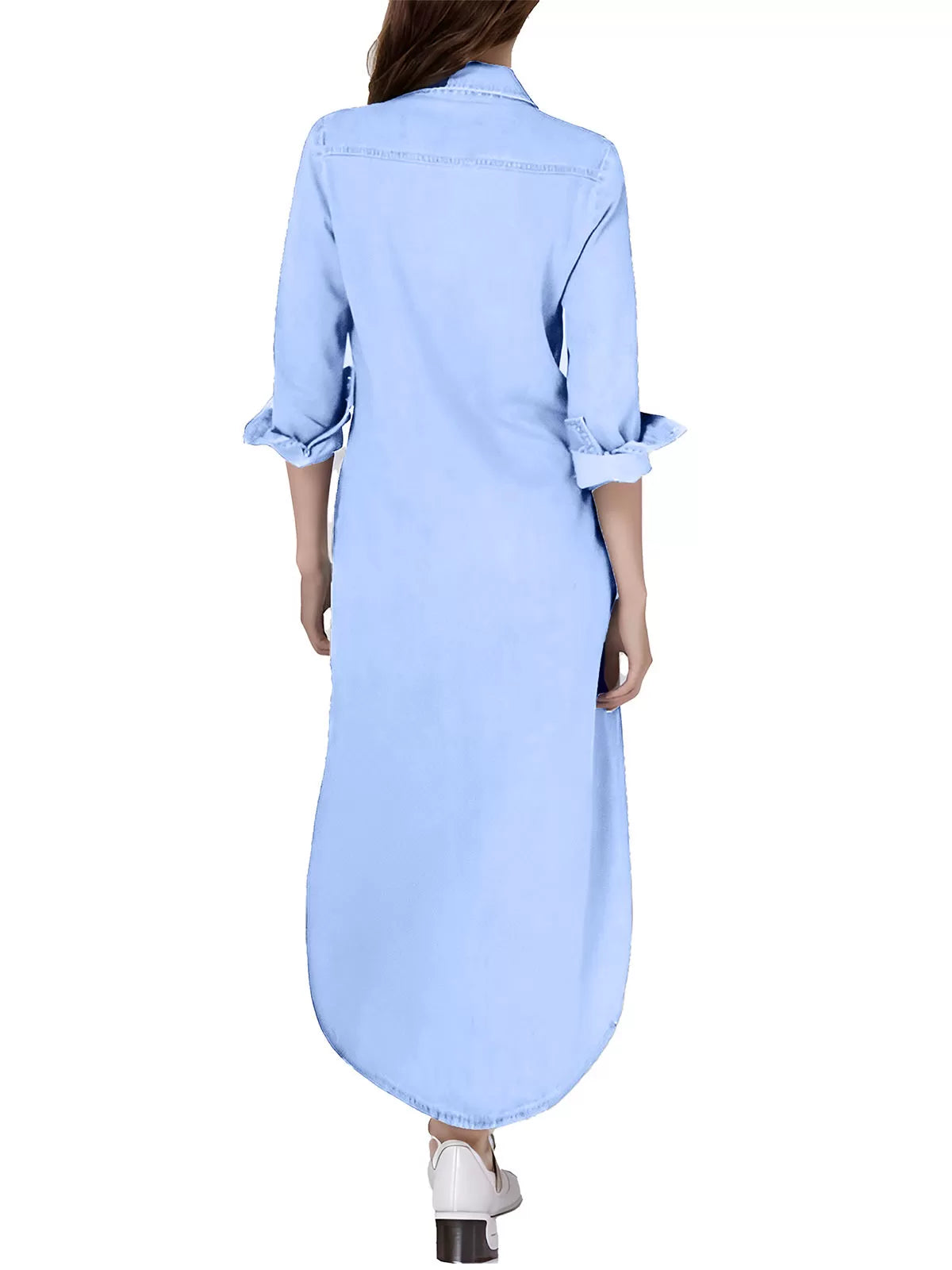 Lapel Shirt Long Sleeve A-line Dress