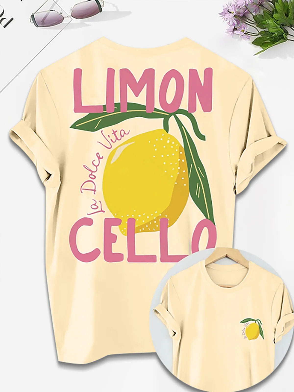 Lemon Round Neck Short Sleeve T-shirt