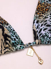 Leopard Lace-up High Rise Bikini Sets 