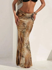 Leopard Lace-up High Rise Skirt