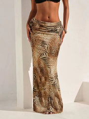 Leopard Lace-up High Rise Skirt