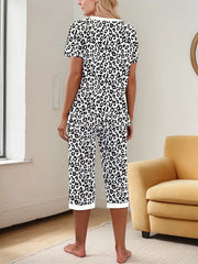 2pcs Leopard Pajama Shorts Set