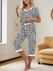 2pcs Leopard Pajama Shorts Set