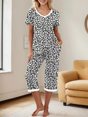 2pcs Leopard Pajama Shorts Set