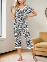 2pcs Leopard Pajama Shorts Set