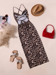 Leopard Spaghetti Strap Sleeveless Bodycon Dress