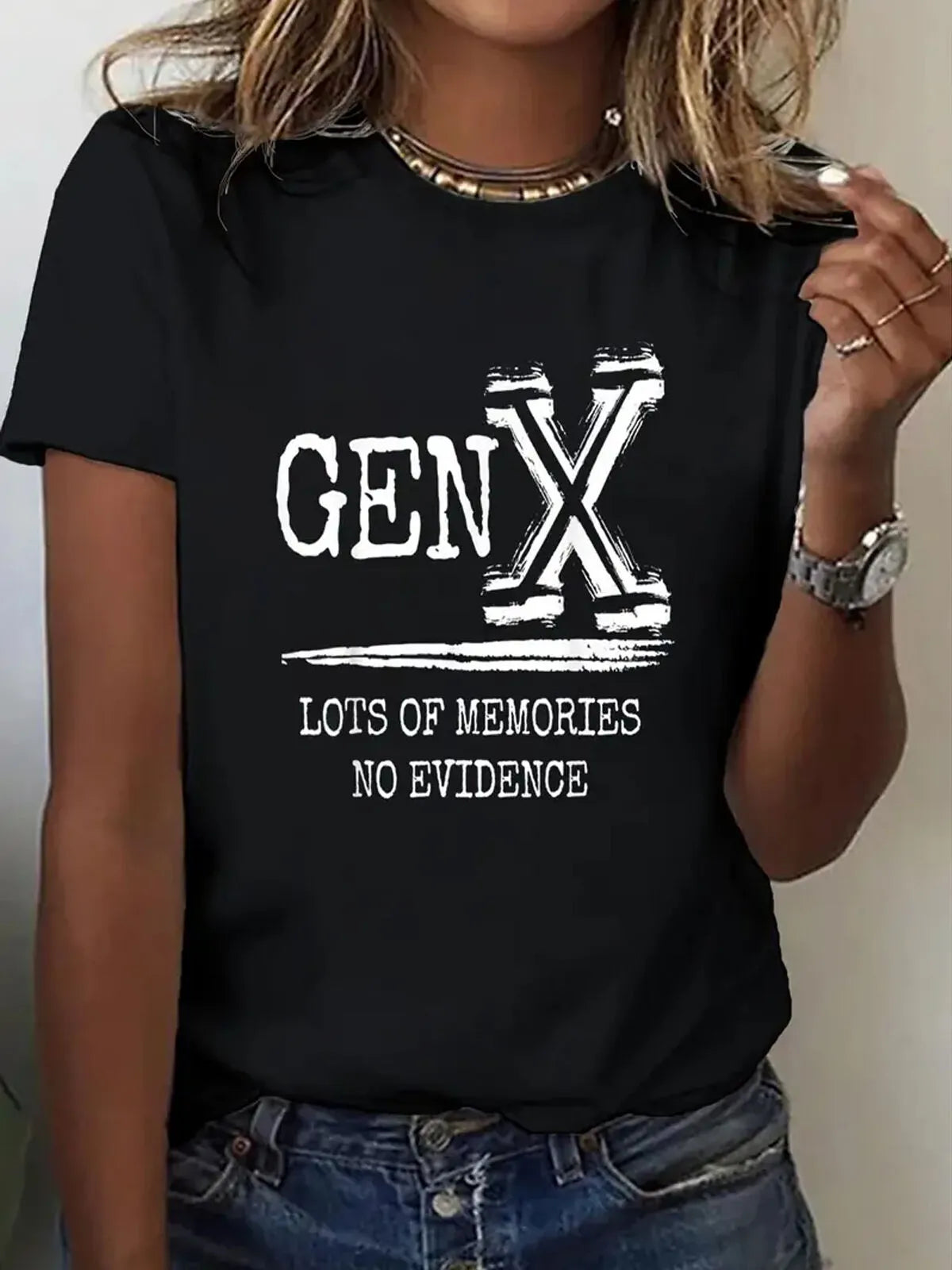 Letter CENX Round Neck T-shirt