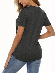 Letter Print Skull Heat Transfer Round Neck Soft T-shirt