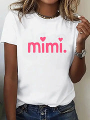 Letter mimi Creative Printed Round Neck T-shirt