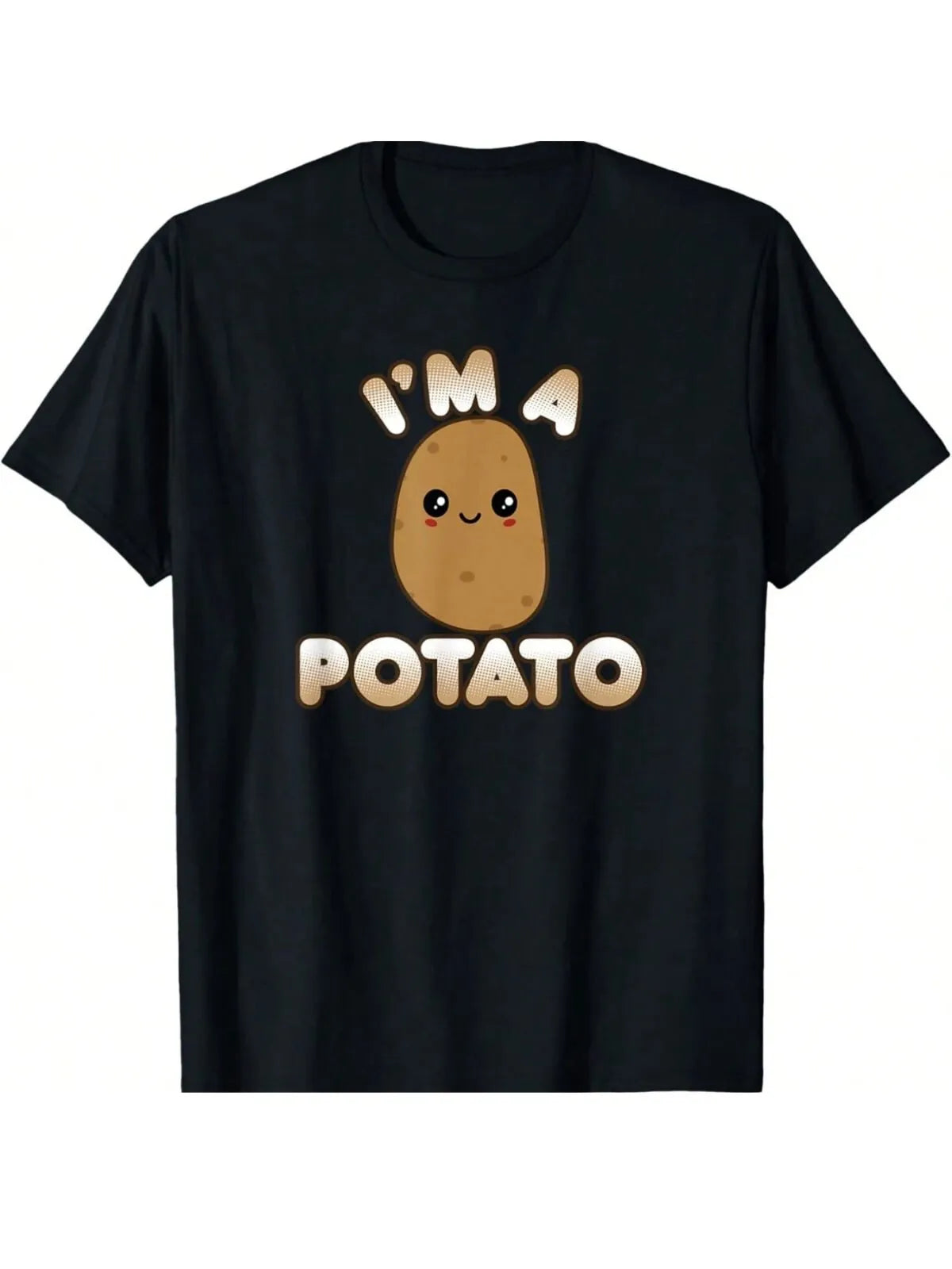 I am a Potato Slogan Round Neck T-shirt