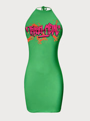 Letter Print Summer Bodycon Dress