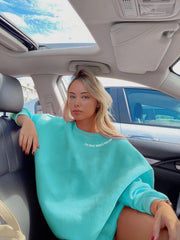 Letter Round Neck Long Sleeve Sweatshirt