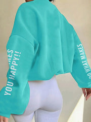Letter Round Neck Long Sleeve Sweatshirt