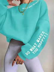 Letter Round Neck Long Sleeve Sweatshirt