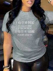 Letter Round Neck Regular Short Sleeve Regular T-shirt