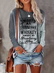 Letter Round Neck Regular Sleeve Long Sleeve T-shirt