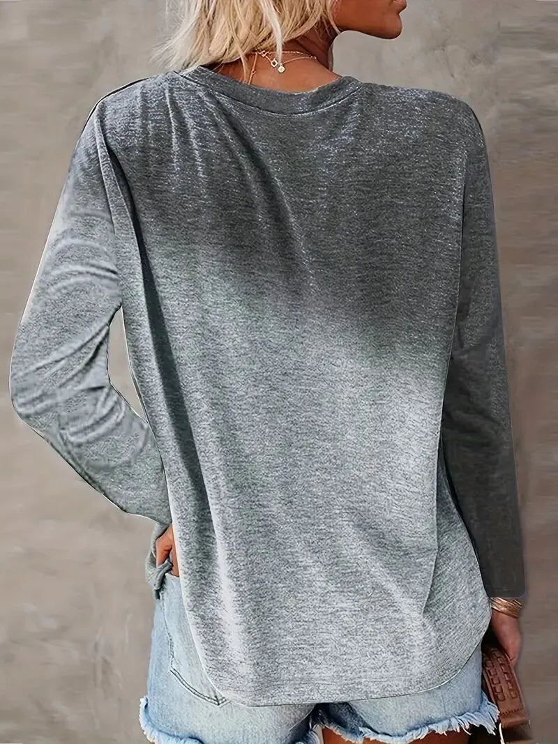Letter Round Neck Regular Sleeve Long Sleeve T-shirt