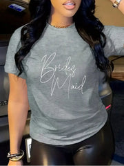 Letter Round Neck Regular Sleeve Short Sleeve Regular T-shirt