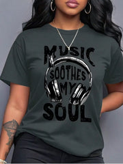 Letter Round Neck Regular Sleeve Short Sleeve Regular T-shirt