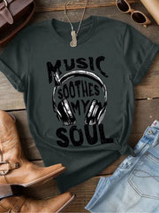 Letter Round Neck Regular Sleeve Short Sleeve Regular T-shirt