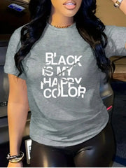 Letter Round Neck Regular T-shirt