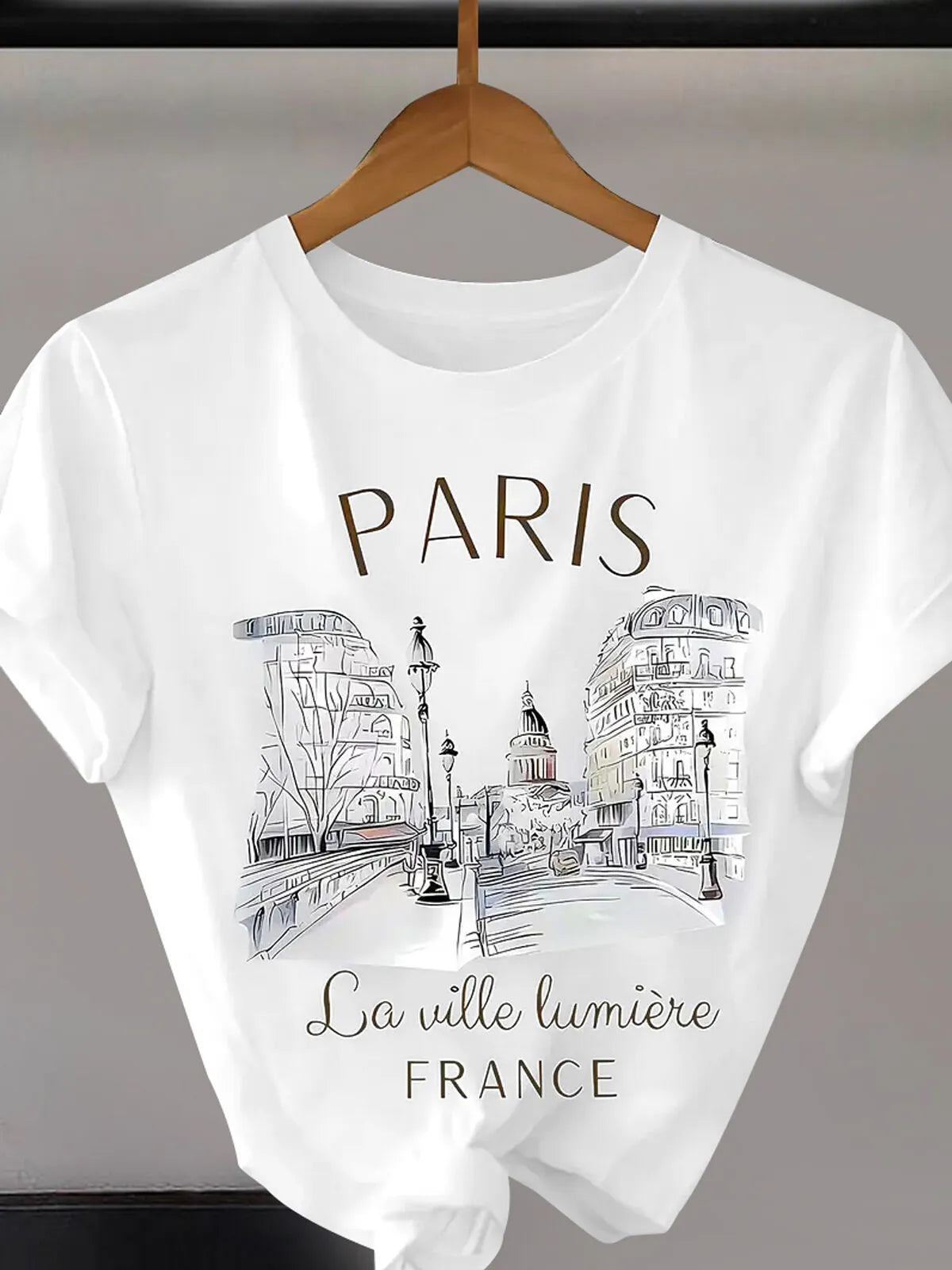 Letter Round Neck Short Sleeve T-shirt