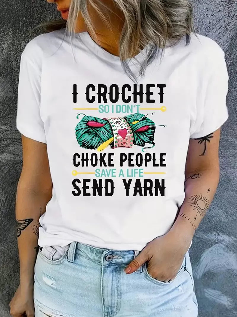 Letter Round Neck Regular Sleeve Short Sleeve T-shirt