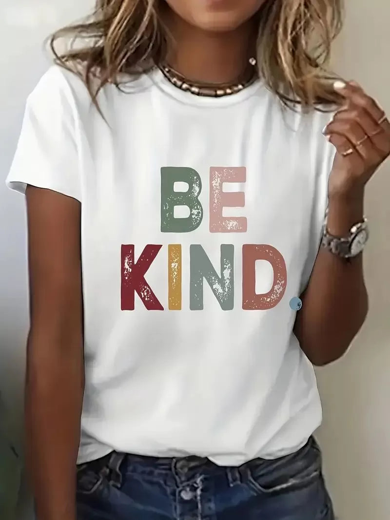 Letter Round Neck Regular Sleeve Short Sleeve T-shirt