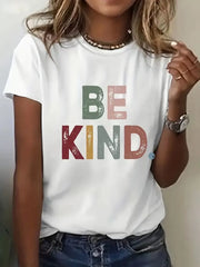 Letter Round Neck Regular Sleeve Short Sleeve T-shirt