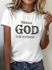 Letter Round Neck Regular Sleeve Short Sleeve T-shirt