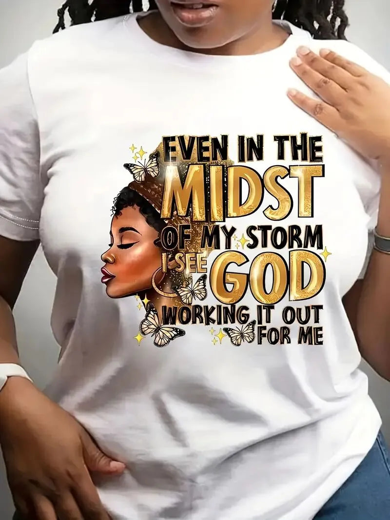Letter Round Neck Regular Sleeve Short Sleeve T-shirt