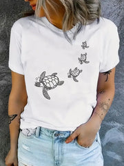 Letter Round Neck Regular Sleeve Short Sleeve T-shirt