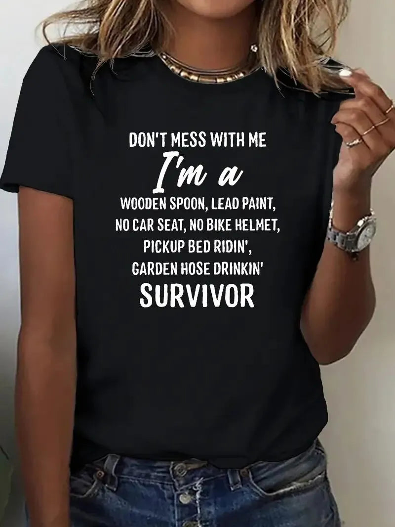 Letter Round Neck Regular Sleeve Short Sleeve T-shirt
