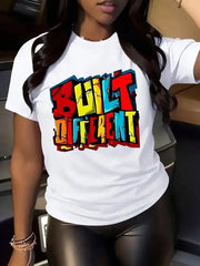 Letter Round Neck Regular Sleeve Short Sleeve T-shirt