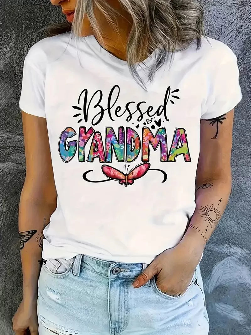 Letter Round Neck Regular Sleeve Short Sleeve T-shirt
