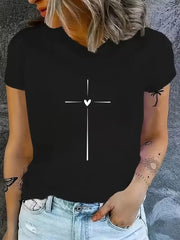 Letter Round Neck Regular Sleeve Short Sleeve T-shirt