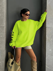 Letter Round Neck Regular Sleeve Sweatshirt