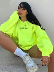 Letter Round Neck Regular Sleeve Sweatshirt