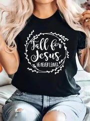 Letter Round Neck T-shirt