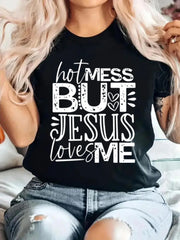 Letter Round Neck T-shirt