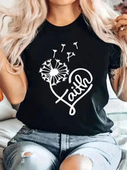 Letter Round Neck T-shirt