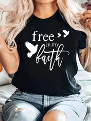 Letter Round Neck T-shirt