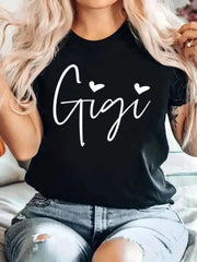 Letter Round Neck T-shirt