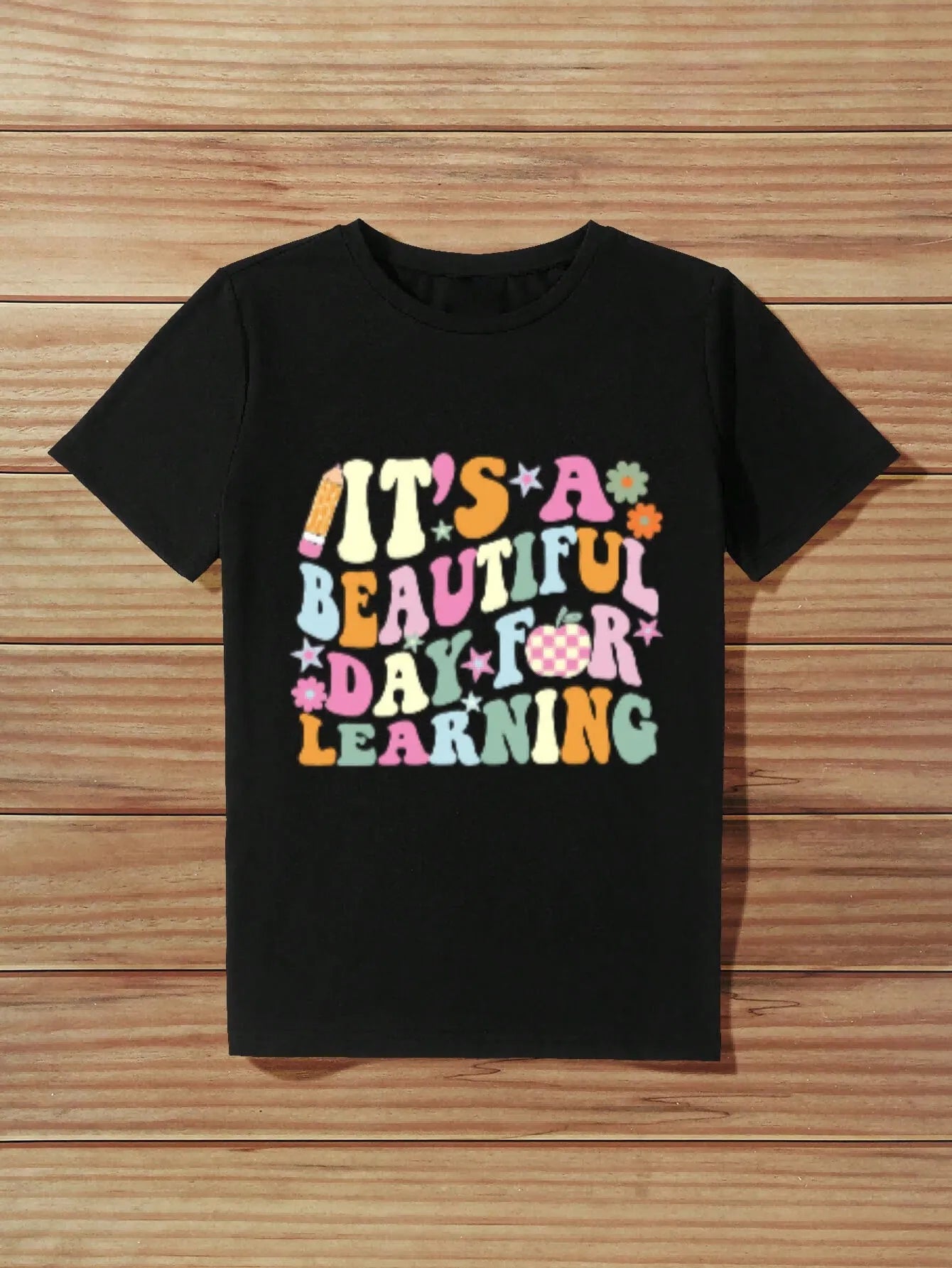 Slogan Print It's Beautiful Day For Learning Chemistry Round Neck T-shirt