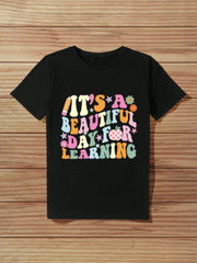 Slogan Print It's Beautiful Day For Learning Chemistry Round Neck T-shirt