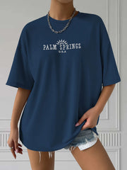 Sun & Letter Graphic Drop Shoulder T-shirt